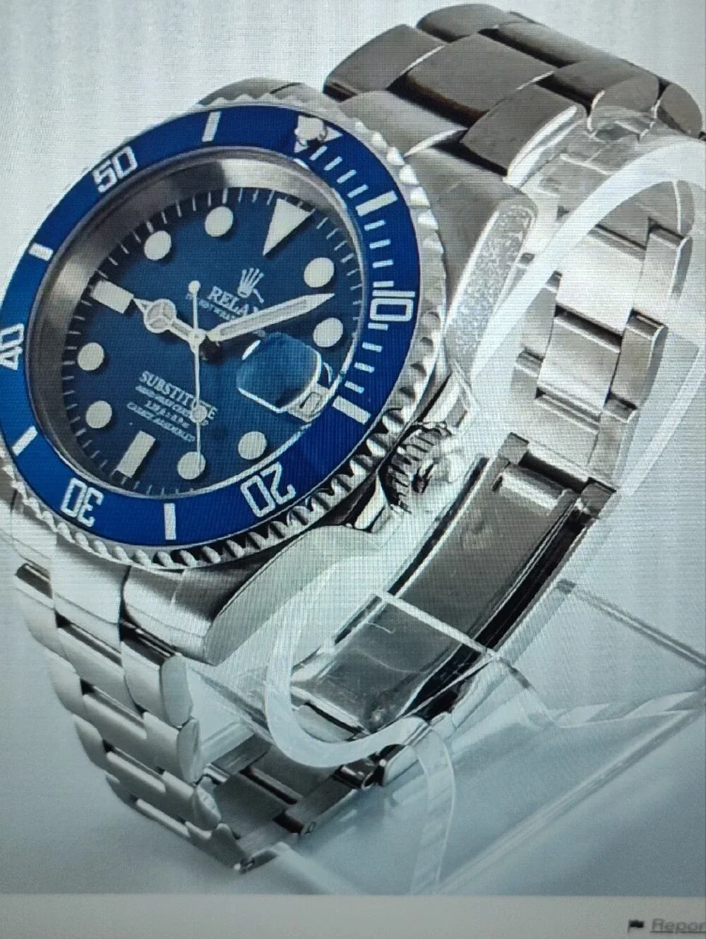 Substitute Men's Stainless Steel Watch - Blue Dial